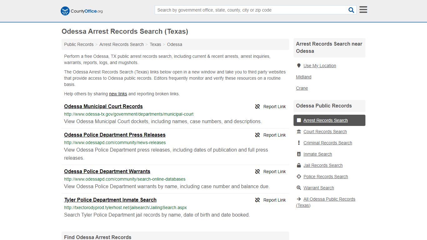 Arrest Records Search - Odessa, TX (Arrests & Mugshots) - County Office