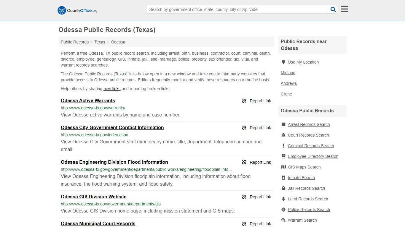 Public Records - Odessa, TX (Business, Criminal, GIS, Property & Vital ...
